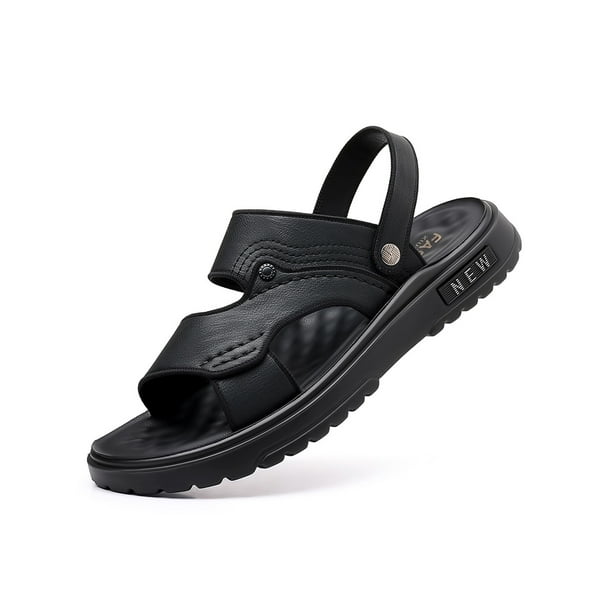 Woobling Mens Sandals Slip On Casual Shoes Backless Driving Sandal Non slip Slides Shoe Outdoor Soft Beach Summer Slippers Black 8.5
