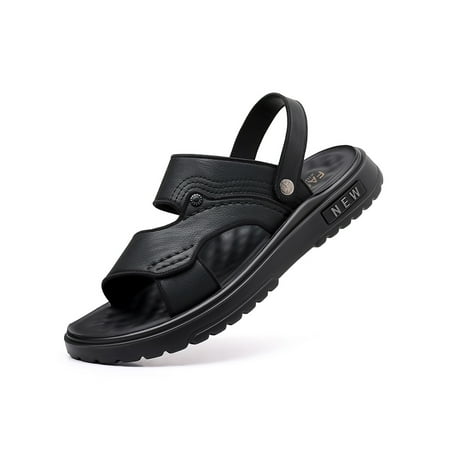 

UKAP Mens Casual Shoes Slip On Sandals Backless Driving Sandal Soft Summer Slippers Men Slides Shoe Beach Dual Use Black 9