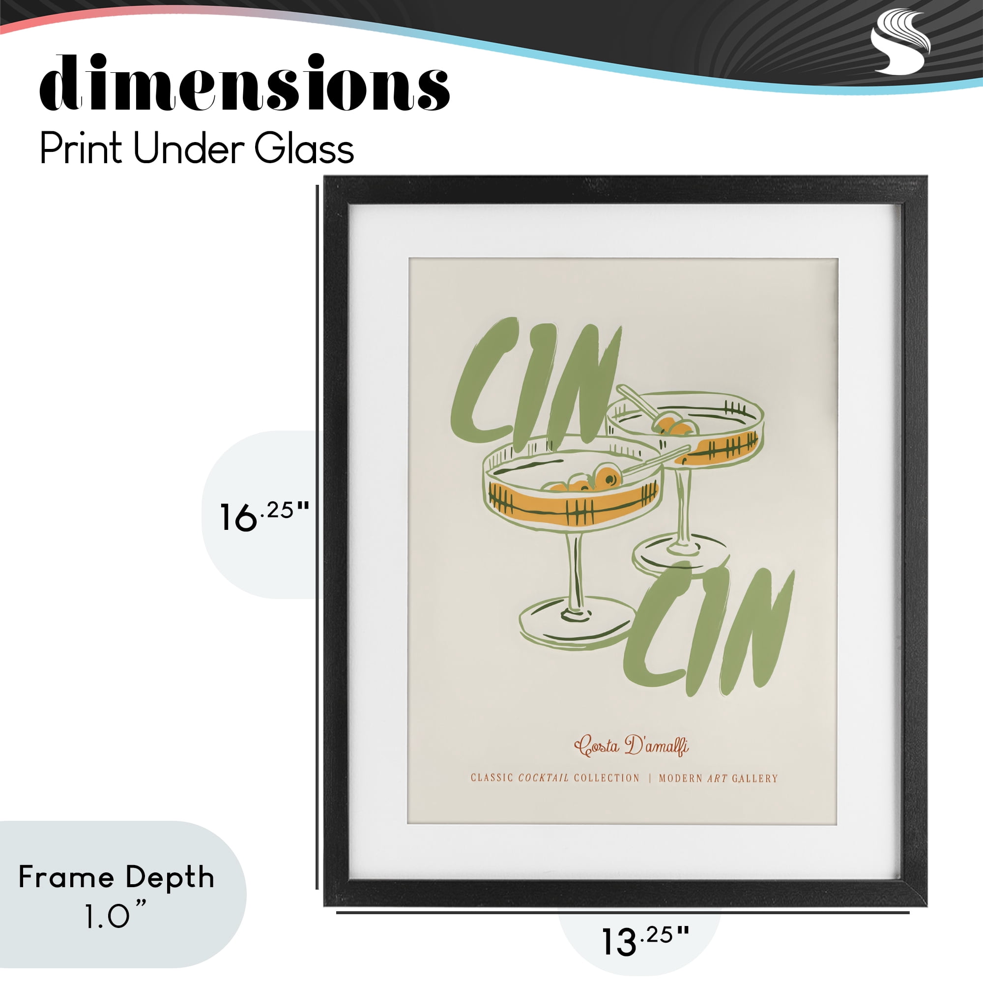 Stupell Industries Cin Cin Amalfi Cocktail Black Framed Print Under Glass, design by The Prints Vibe