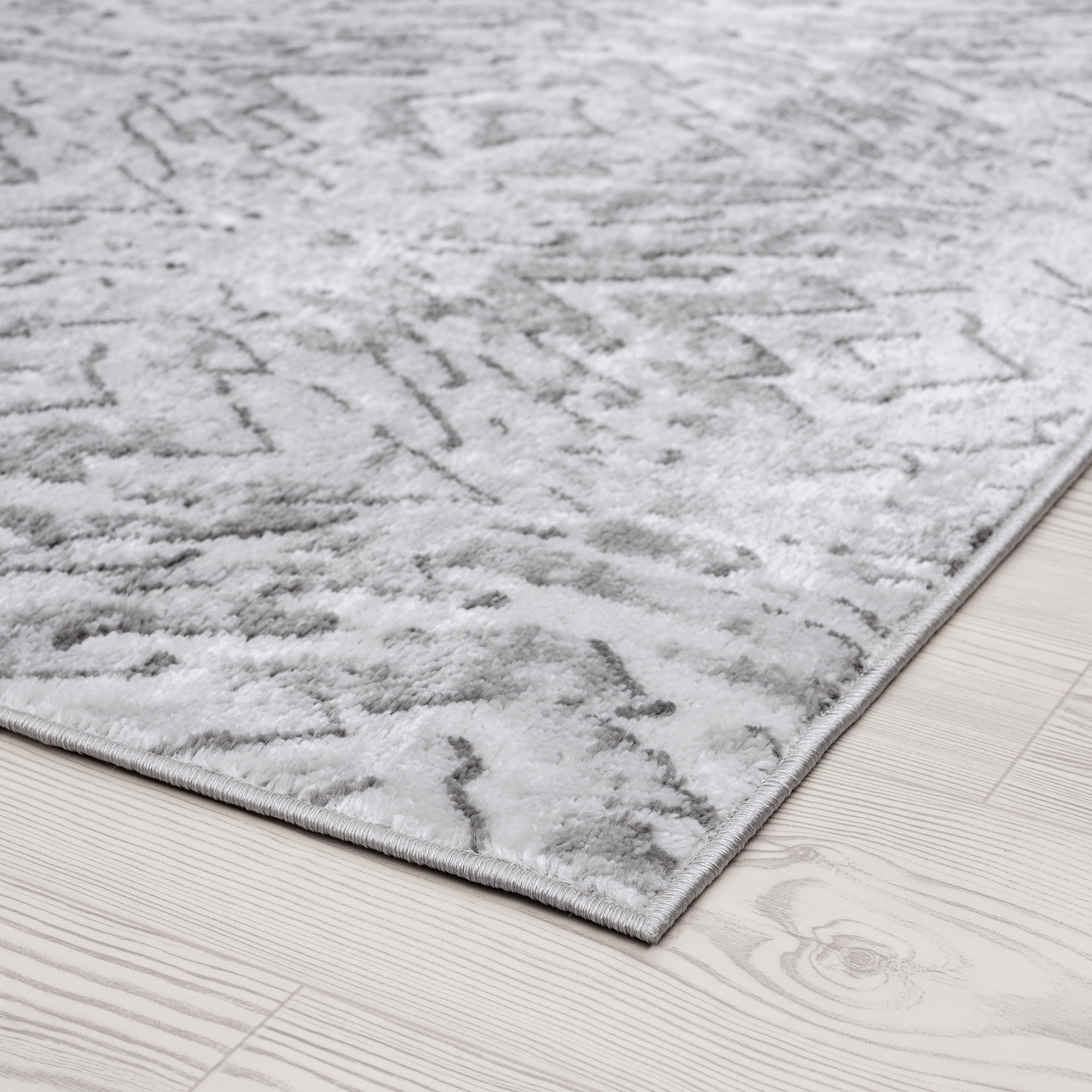 Contemporary 2x3 Area Rug (2' x 3') Geometric Silver, White Indoor Scatter Easy to Clean