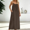 thumbnail image 5 of YHAJDS Women Sleepshirt Pajamas Dress Sleepwear Sleeveless Solid Color Round Neck Pocket Maxi, 5 of 5