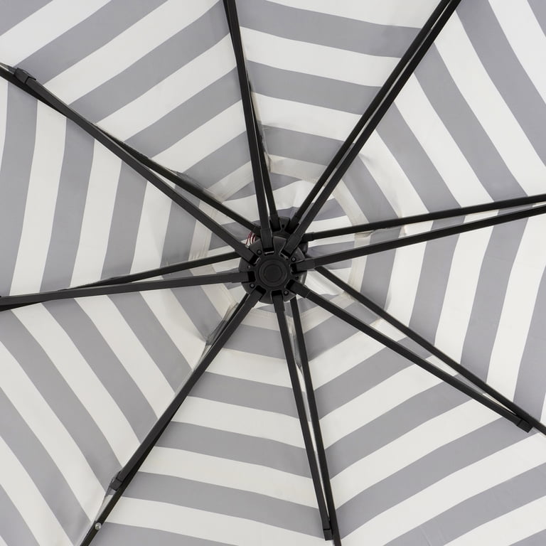 black and white striped patio umbrella walmart Westin Outdoor 94 inch Gray and White Striped Octagon Offset and Cantilever Patio Umbrella