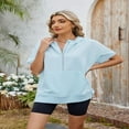 thumbnail image 4 of LYMAYTER Women Hoodies Short Sleeve Loose Oversized Half Zip Casual Sweatshirts with Pockets for S-2XL, 4 of 10