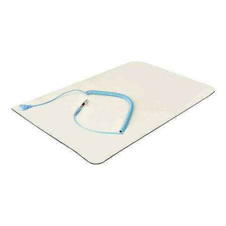 THE ESD MAT HELPS PREVENT DAMAGE FROM AN ELECTROSTATIC DISCHARGE. THE SIZE OF TH