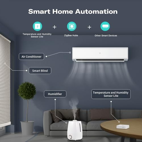 RibRave Zigbee Temperature and Humidity Sensor Lite,Smart Thermometer and Hygrometer, Hub Required,Compatible with Echo Devices with Zigbee Hub Built-in,Home Assistant,SmartThings,Homey,Hubitat