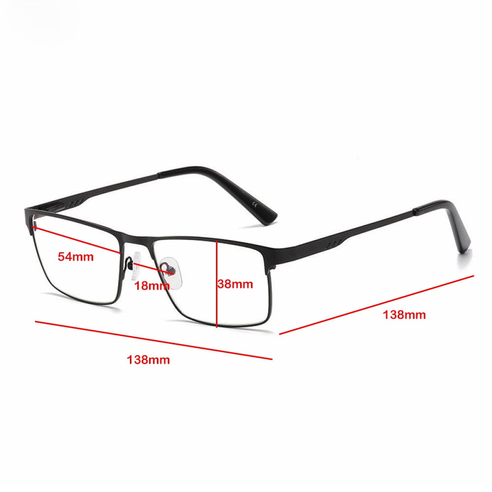 3 Pairs of Mens Classic HD Rectangle Reading Glasses +2.0, Metal Black Spring Hinges Classic Readers 2.0