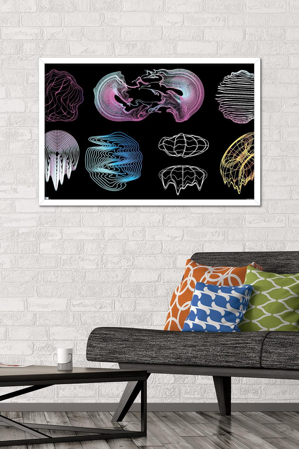 Retrofuturistic Shapes Wall Poster, 22.375" x 34" Framed