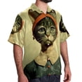 thumbnail image 2 of Retro Cat Men's Casual Printed Button Down Short Sleeve Poplin Hawaiian Beach Shirt with Spread Collar Tops, 2 of 6