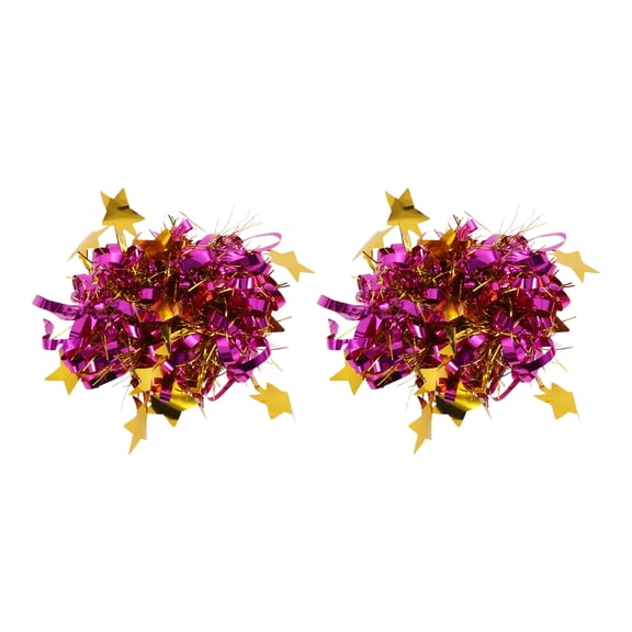 Unique Bargains 2 Pcs Cheerleader Poms Poms Wrist Flower Star Cheerleading Practice Poms Rose Red Gold Tone