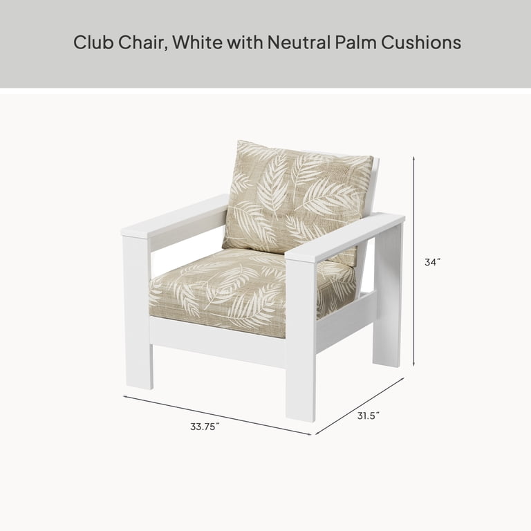 Better Homes & Gardens Ezra Outdoor Club Chair, White with Neutral