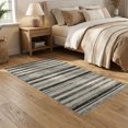 thumbnail image 2 of ODIKA 5'x7' Washable Area Rug Non-Slip, Low Pile, Stain Resistant Farmhouse Weathered Monochrome Alternating Stripe Door Cream for Guest Room, Lounge, Apartment, 2 of 7
