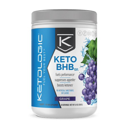 KetoLogic Keto BHB Exogenous Ketones Supplement, Grape | 30 Servings