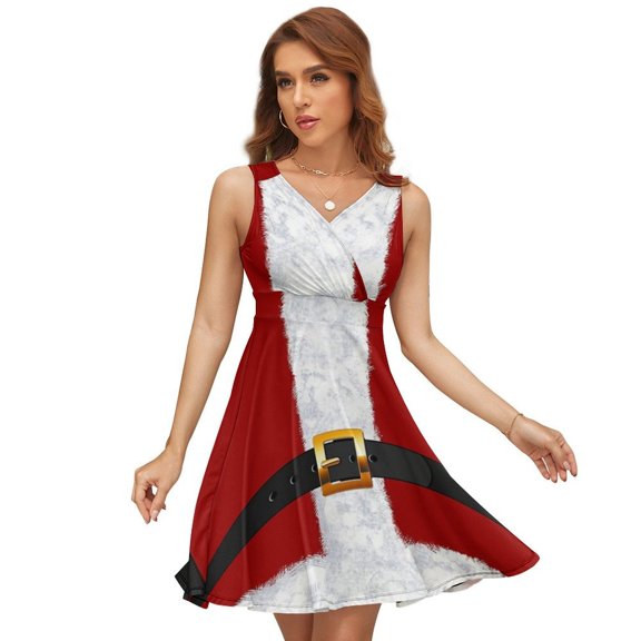 Santa Claus Suit Fashion Statement Dress Fashion Beach Long Dresses Female Party Printed Sundress