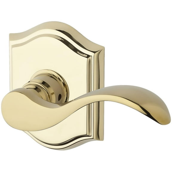 Baldwin PV.CUR.R.TAR.003 Curve Lever & Non Handed Privacy with Traditional Arch Rose, Lifetime Polished Brass