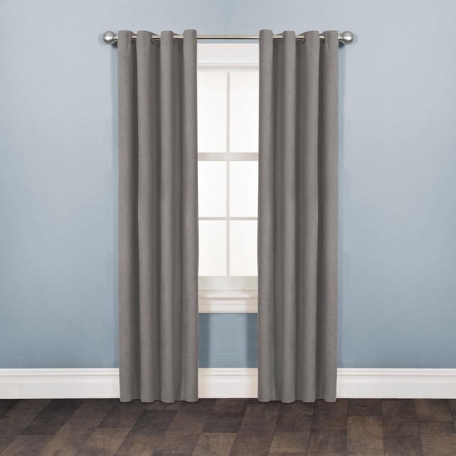 Mainstays Faux Suede 84" Drapery Grommet Window Curtains Panel, Charcoal