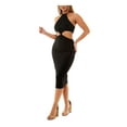 thumbnail image 3 of ALMOST FAMOUS Womens Black Ribbed Cut Out Sleeveless Halter Below The Knee Party Body Con Dress M, 3 of 4