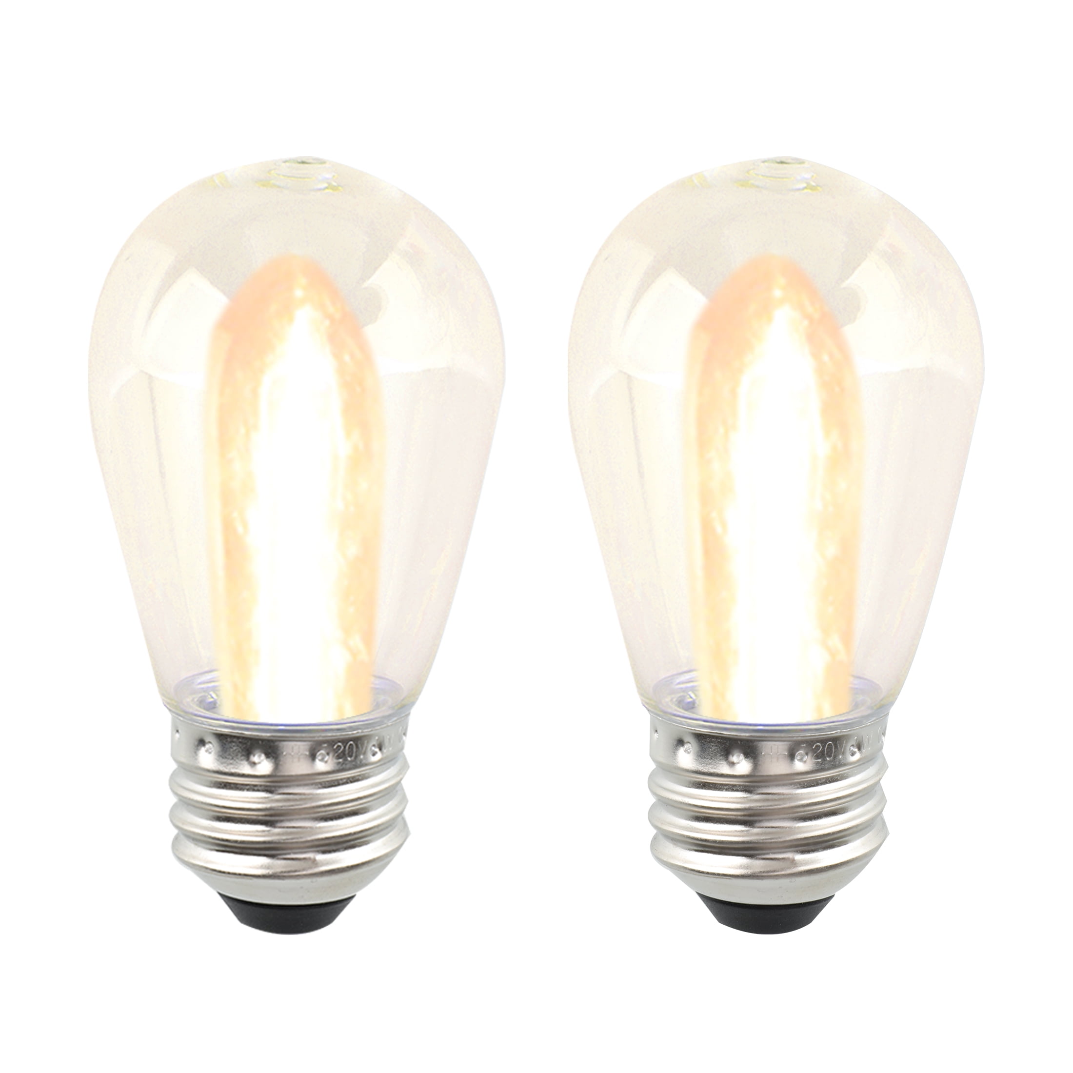 (2 pack) Better Homes & Gardens S14 0.9W LED Replacement Bulbs for Outdoor Commercial String Lights, Warm White, 2-Pack