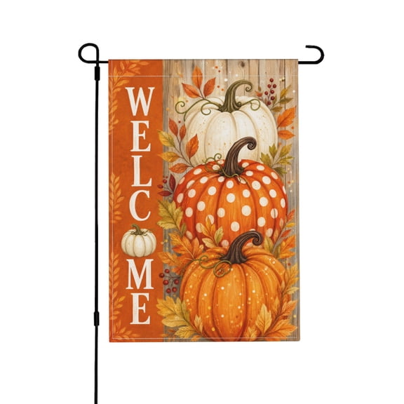 Autumn Pumpkin Garden Flag Fall Leaves Outdoor Decor Banner 12X18 inch