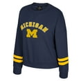 thumbnail image 2 of Women's Colosseum Navy Michigan Wolverines Splashy Crewneck Fleece Sweatshirt, 2 of 3