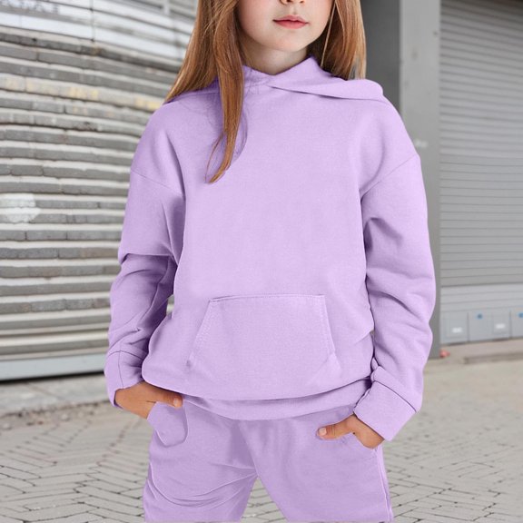 Girls Hoodies Sweatshirts for Kids and Long Sleeve Solid Color Pullover Casual Top Wear for and Outdoor Activities