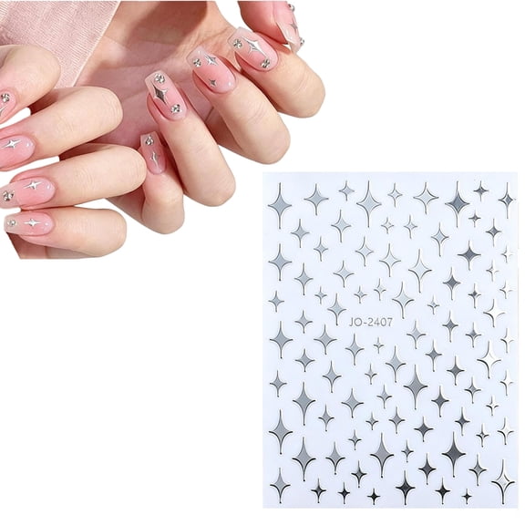 Nail Stickers 3D Metallic Silver Reusable Comfortable DIY Manicure Decals