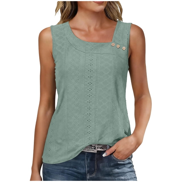 Camisetas de Cuello en V de las Mujeres sin Mangas Sólido Casual de Verano Camiseta de Poliéster Suave, Camisetas Básicas de Cuello en V de las Mujeres para la Capa de la Fiesta Diaria