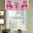 thumbnail image 3 of Valentine's Day Curtain Valances for Windows, Kitchen Valance Window Treatments Panel 2 Pack, Flamingos Roses Love Romance Ombre Pink Rod Pocket Short Curtains for Bathroom Bedroom 54 x 18 Inch, 3 of 8