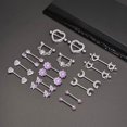 thumbnail image 3 of 9 Pairs Nipple Rings Stainless Steel Heart Butterfly Moon Flower CZ Barbell T..., 3 of 5