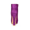 thumbnail image 2 of BLISSFUL STEP Women's Glitter Peep Toe Platform Block High Heel Boots Purple 10, 2 of 7