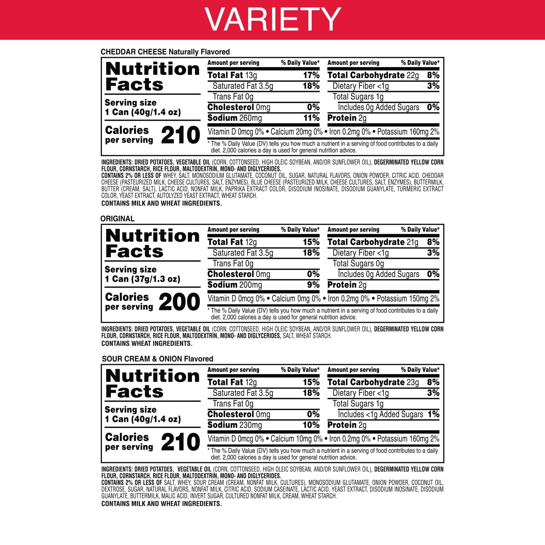 Pringles Variety Pack Potato Crisps Chips, Lunch Snacks, 10 Count