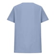 thumbnail image 6 of Delayuji Linen Tshirts For Women Short Sleeve with Button V Neck Lightweight Breathable Casual Blouse Beach Summer Tops Daily Wear, 6 of 7