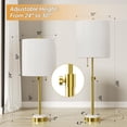 thumbnail image 5 of Maxax Table Lamps Set of 2, Adjustable Height Glod Bedside Marble Table Lamps with USB Port, Brass Gold Nightstand with Pull Chain for Living Room, Bedroom, ETL Listed, 5 of 9