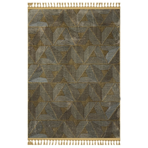 Pranshu Geometric Brown Bamboo Area Rugs for Living Room Washable Rugs Boho Moroccan Area Rug Soft Neutral Geometric Bohemian Distressed Indoor Rug for Bedroom Dining Room Office Nonslip Rug