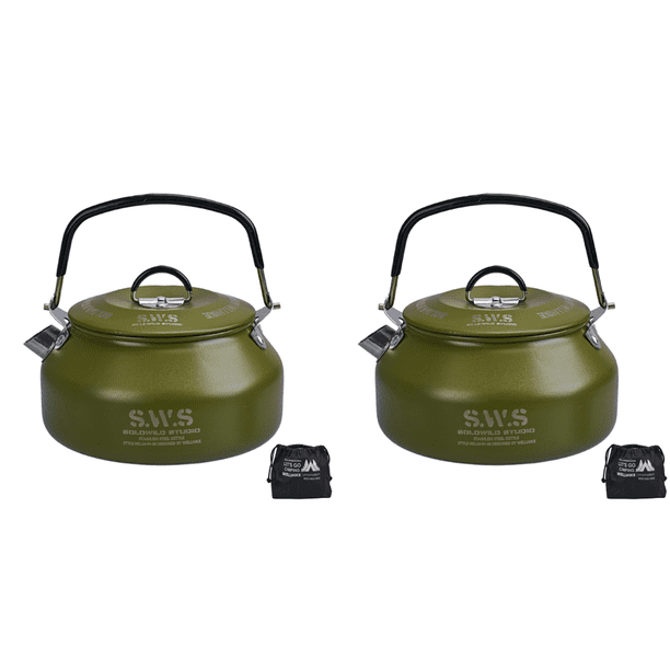 Hervidor para Acampar Ultraligero Acero Inoxidable 0 8 L Con Asa Viajes () Verde