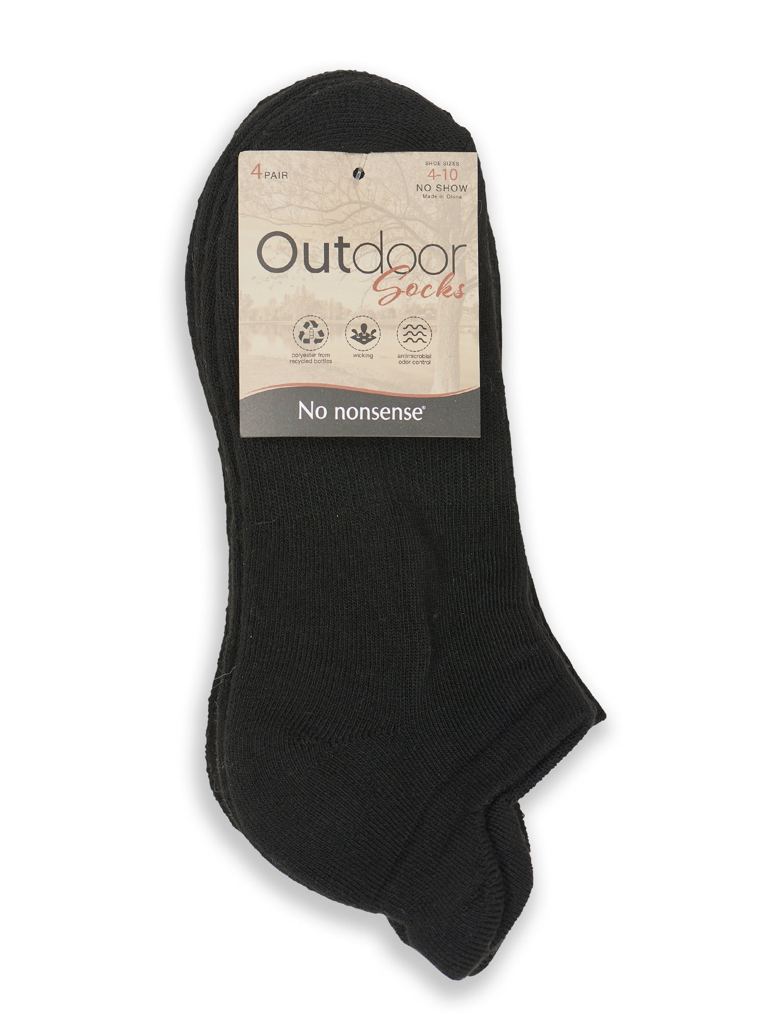 No Nonsense Outdoor Women's Tab Back No Show Sock, 4 Pack
