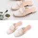 thumbnail image 5 of Sandalias con punta cerrada sin espalda, Sandalias con punta cerrada para mujer, Sandalias con punta cerrada y perlas de imitación, Sandalias planas de tacón bajo, confiabilidad excepcional, 5 of 8