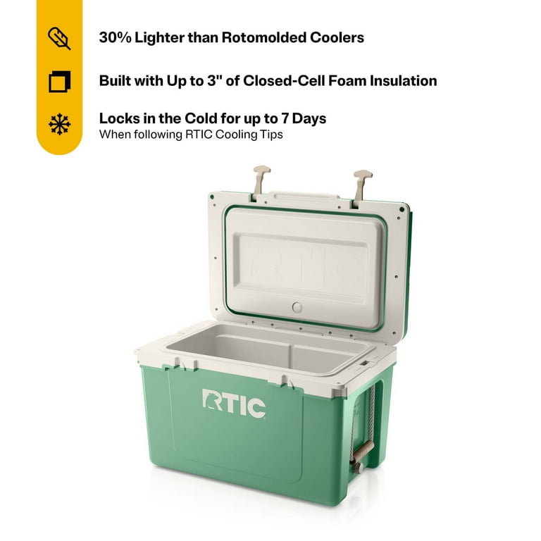 RTIC Large 52 QT Ultra-Light Hard-Sided Cooler, Sage/Beach, Fits