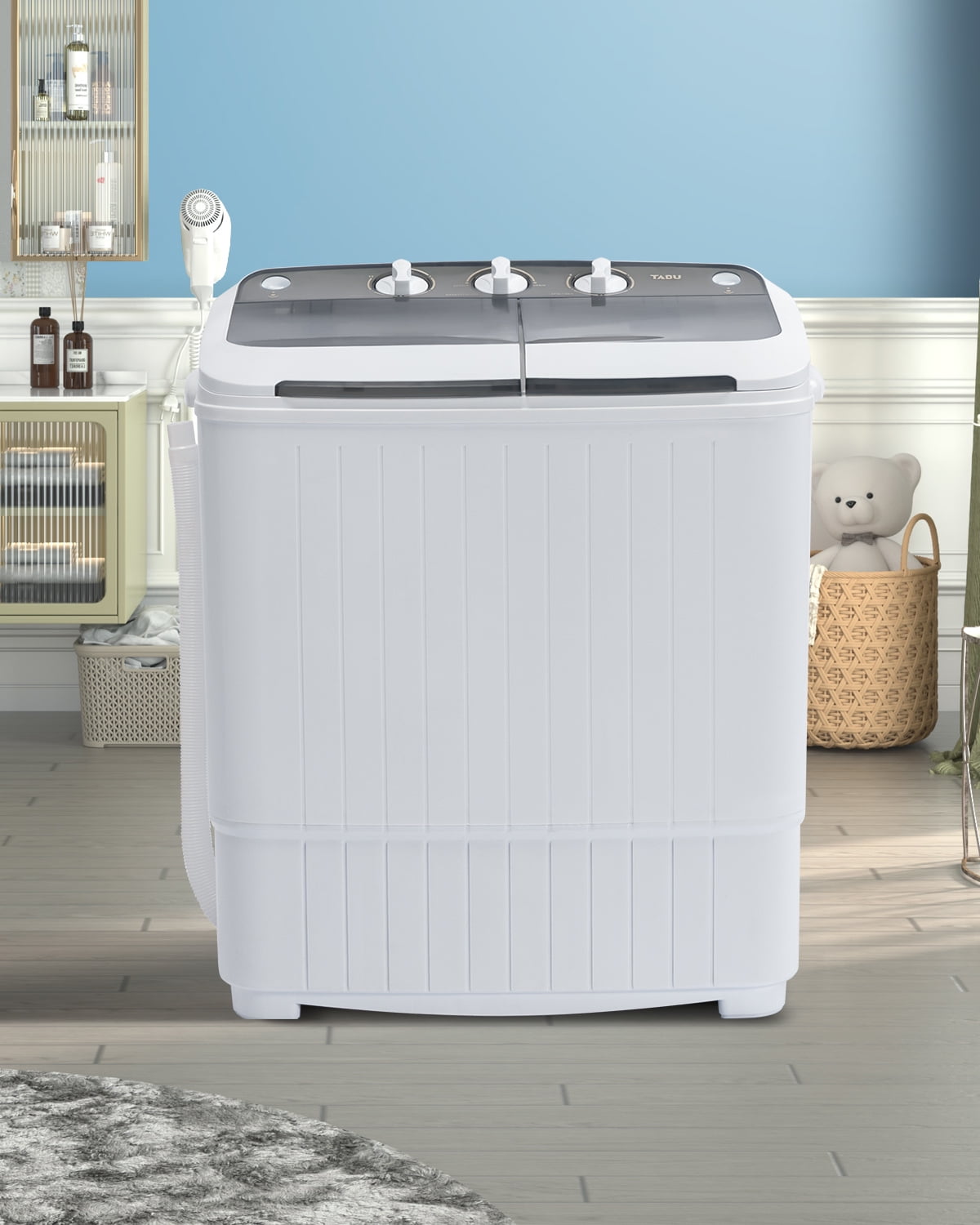Muhub 18lbs Portable Washing Machine,Compact Twin Tub Wash&Spin