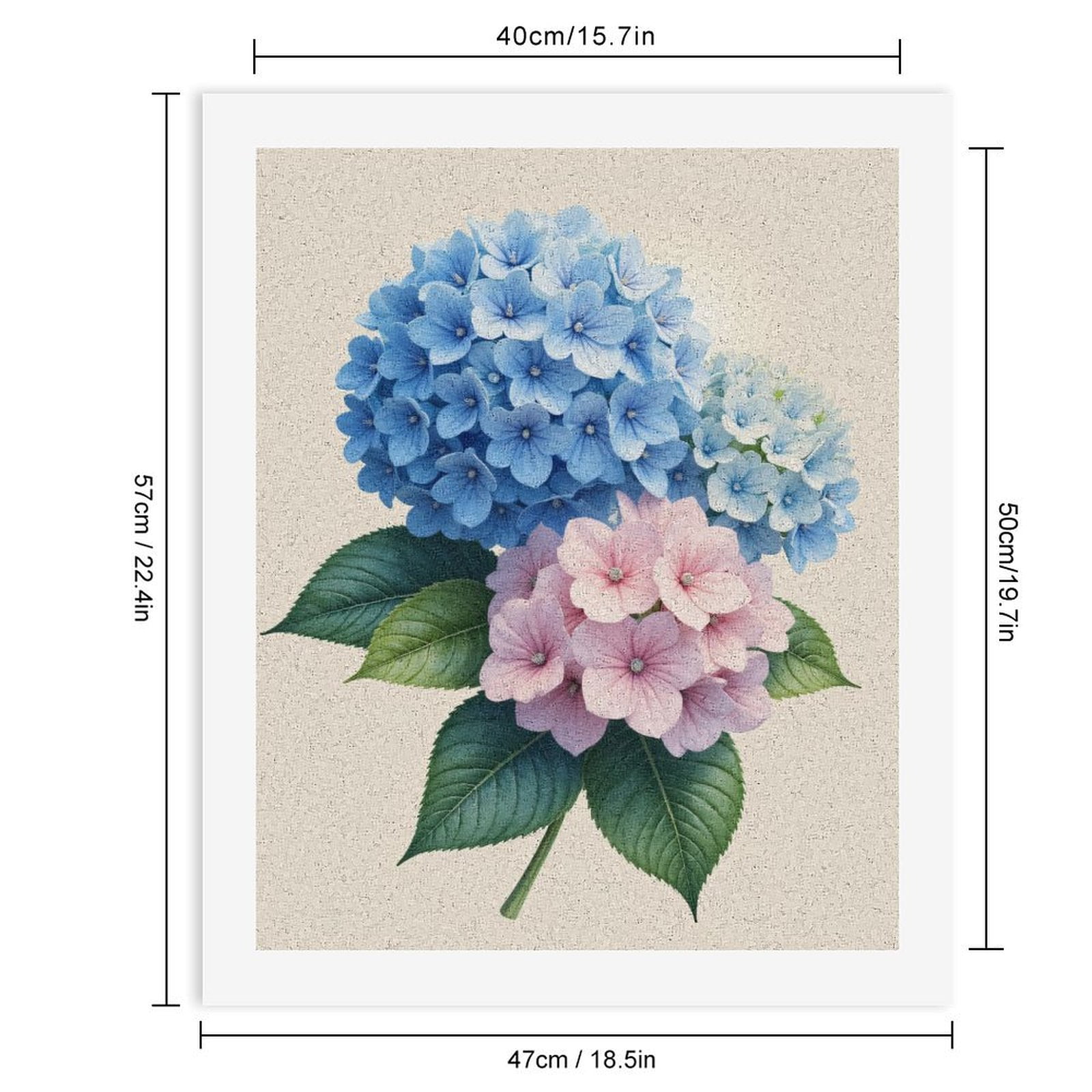Paint by Numbers Kit for Adults, Blue Pink Hydrangea Blooms Leaves Paint by Numbers, Easy Paint by Numbers Kit for Adults Beginner, DIY Adult Paint by Number Kits on Canvas, 12x16in Home Decor
