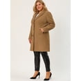 thumbnail image 2 of Women's Plus Size Winter Coats Elegant Notched Lapel Single Breasted Trench Coat Camel 2X, 2 of 7