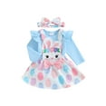 thumbnail image 2 of Musuos Baby Girls Easter Skirt Sets 3 6 9 12 18M Long Sleeve Ruffle Romper Tops Bunny/Easter Egg Print Suspender Skirt Headband Sets, 2 of 10