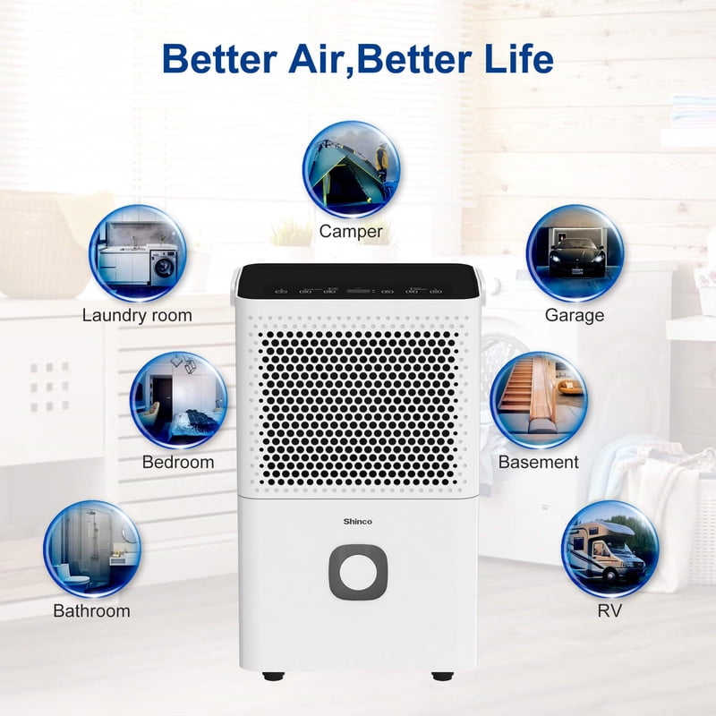 30 pt. 1,500 sq.ft. Portable Dehumidifier in White with Auto Defrost, Activated Carbon Filter, Timer, Automatic Shutoff