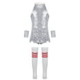thumbnail image 3 of inhzoy Kids Girls Shiny Sequins Cheer Leader Outfits Top Shorts Socks Cuffs Set, 3 of 7