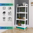 thumbnail image 6 of Bamboo Ladder Bookcase, Bathroom Storage Rack Organizer, 4 Tier and 5 Tier Freestanding Plant Display Stand Space Saver Shelves for Bedroom, Kitchen, Balcony (White, 4 Tiers (39" H)), 6 of 7