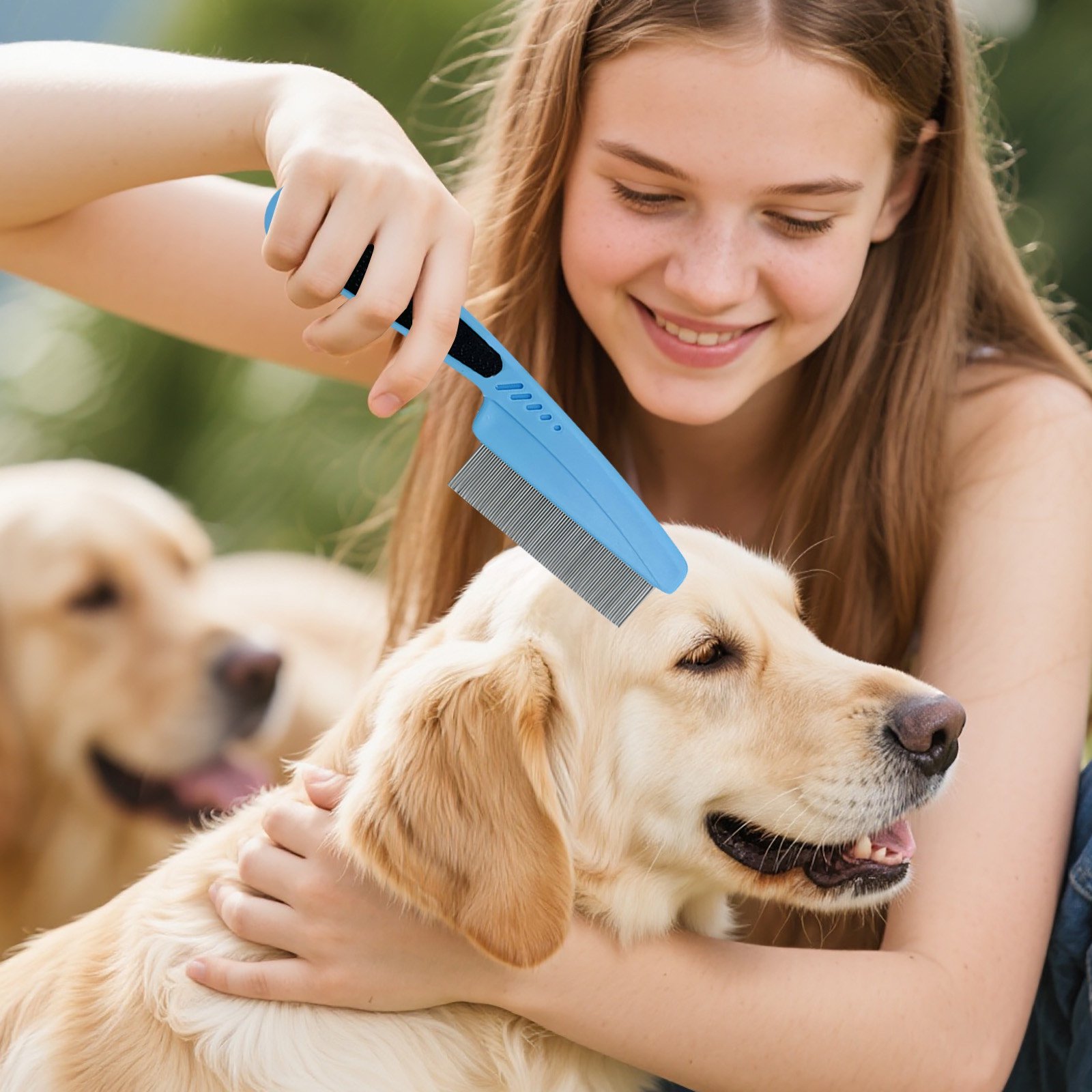 Flea Comb for Dogs Cats And Small Lice Removal Tool with Fine Stainless Steel Teeth Gentle Grooming for All Coat Types 10PCS Blue 18 cm