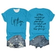 thumbnail image 2 of Prolriy T-Shirts de la Saint-Valentin pour Femmes, Mode Féminine Col Rond Manches Courtes Laissez-les Vous Mal Comprendre Lettre Imprimée Haut Imprimé Motivation T-Shirt Hauts d'Été pour Femmes Bleu Ciel G, 2 of 3
