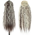 thumbnail image 5 of Benehair Real Thick Clip in Ponytail Hair Extensions 100% Natural Drawstring Long Corn Wavy Pony Tails Wrap on Kinky Wavy Ponytail Hair Extension for Women Coffee Brown&Bleach Blonde, 5 of 8