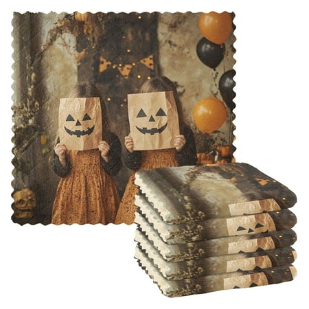 

Kitchen Towels，Halloween Costumes11 ×11 One Side Printed Polyester Fleece Soft And Skin-friendly Quality Washcloths.