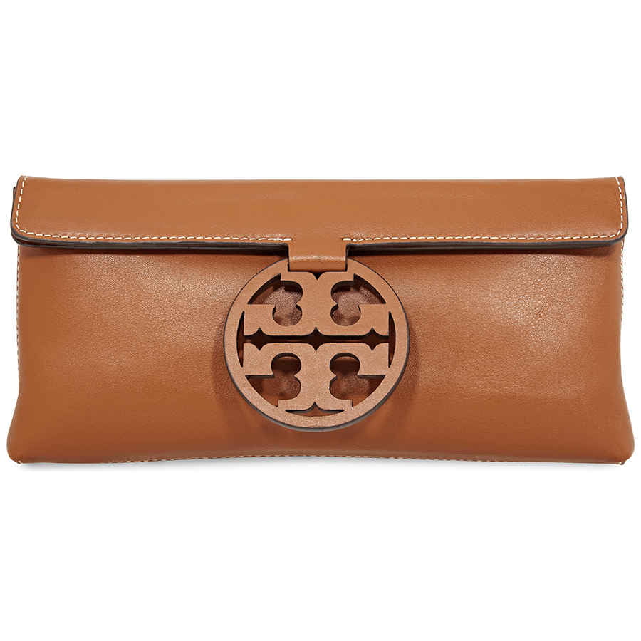 Tory Burch Miller Aged Camello Smooth Leather Clutch 
