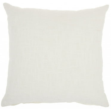 White Solid Woven Throw Pillow